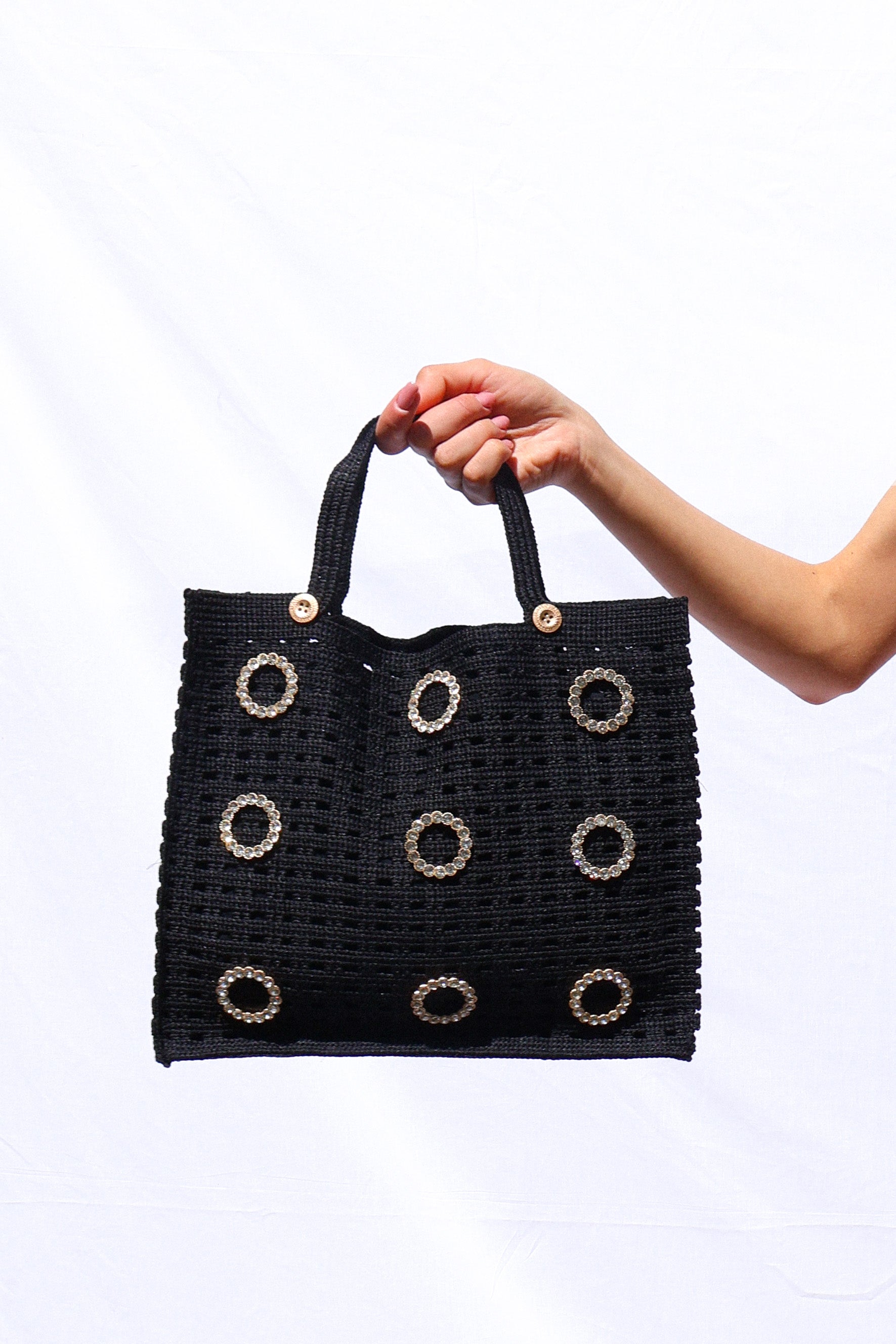 Black Crochet Tote Bag